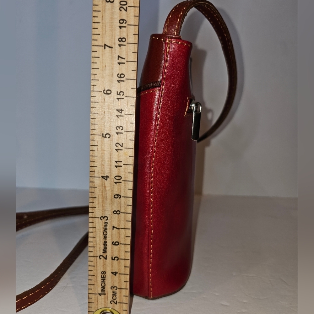Italian Leather Borse en Pelle Red Crossbody Bag - Picture 4 of 13